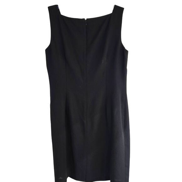 Talbots Women's Dress 10 Black Sleeveless Embordered Flowers Miss Size Medium M - Picture 7 of 9